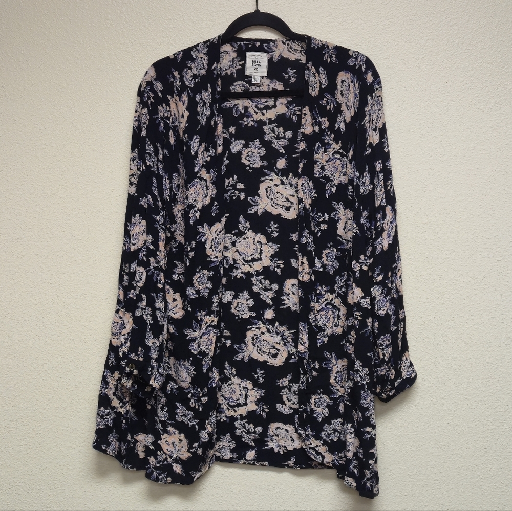 Billabong Floral Long Sleeve Kimono Cardigan S/M